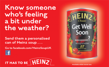 Personalised self-adhesive label on Heinz tins