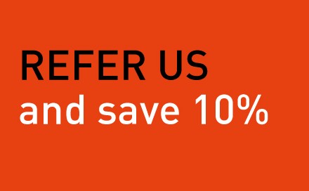 “REFER US and save 10%” promotion rules
